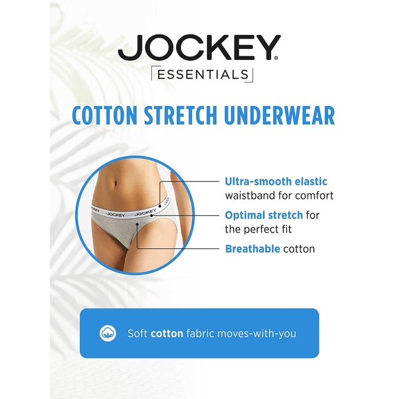 7 Pack Jockey Essentials Cotton Stretch Bikini Panties-3 Black 4 Gray Women's L - Picture 6 of 7